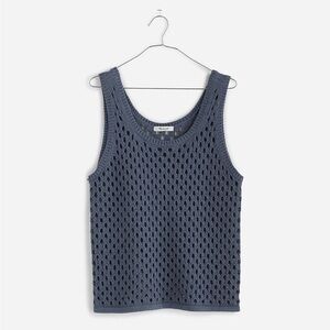 NWT Madewell Open-Stitch Sweater Tank in Sunfaded Indigo